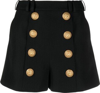 High Waist Buttoned Wool Shorts-AA