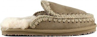 Camel Beige Suede Slipper Full Eskimo Stitch