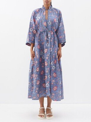 Keeper Floral-print Belted Linen Dress