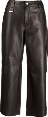 High-Waist Wide-Leg Leather Trousers