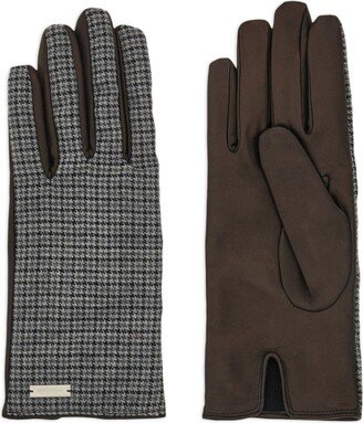 Logo-Plaque Panelled Leather Gloves