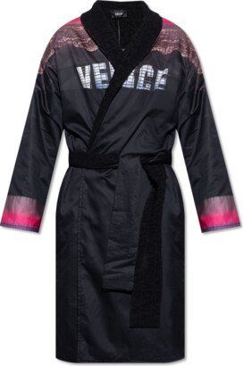 Printed Cotton Bathrobe - Black