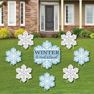 Big Dot of Happiness Winter Wonderland - Yard Sign and Outdoor Lawn Decorations - Snowflake Holiday Party and Winter Wedding Yard Signs - Set of 8