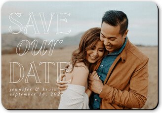 Save The Date Cards: Soft Outlines Save The Date, White, Magnet, Matte