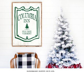 White Christmas Columbia Inn | Wood Framed Print Vintage