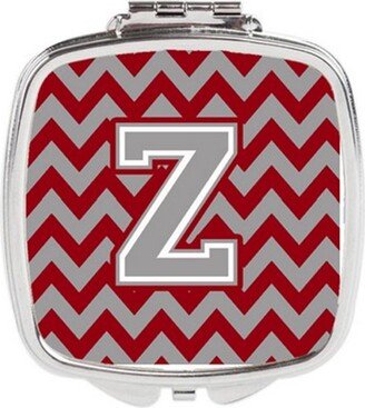 CJ1043-ZSCM Letter Z Chevron Crimson & Grey Compact Mirror