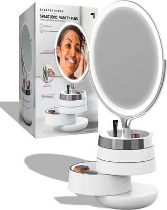 Spastudio Vanity Plus 10-Inch Led Mirror with Storage Trays and Light Ring