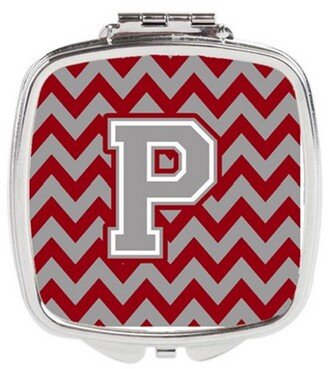 CJ1043-PSCM Letter P Chevron Crimson & Grey Compact Mirror