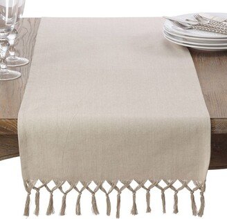 108 x 16 Cotton Knotted Tassel Table Runner Light Brown - Saro Lifestyle