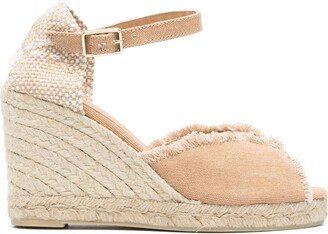 Peep-Toe 95mm Leather Espadrilles-AA