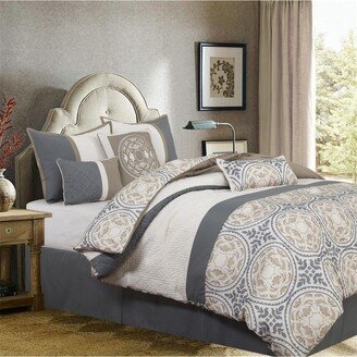 Nanshing Camila 7-Piece Comforter Set, Gray/Ivory, King