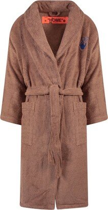 Logo Embroidered Belted Bathrobe