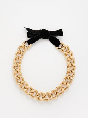 Cara Velvet-bow 18kt Gold-plated Necklace