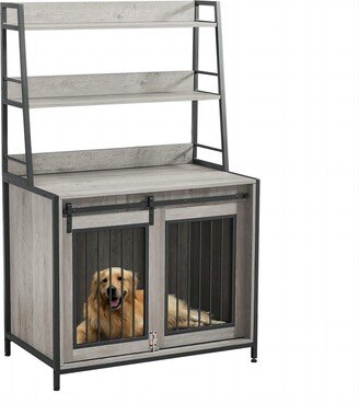 Sapphome 37'' Dog Crate Furniture with Shelves for Small to Medium Pets