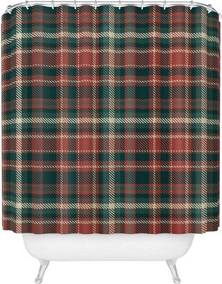 Avenie Vintage Christmas Plaid Shower Curtain Red