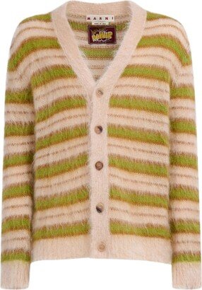 V-neck striped cardigan