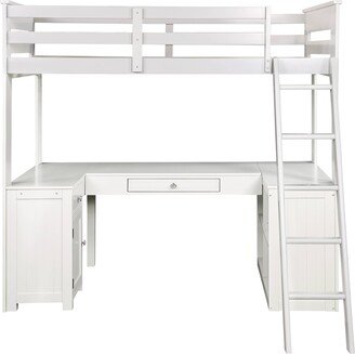 ACME Ambar Loft Bed with Chest Desk & Bookcase in Light Gray