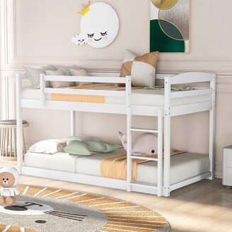 Aoolive Twin over Twin Floor Bunk Bed with Ladder