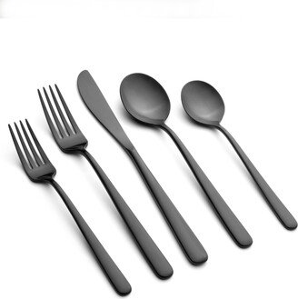 Lorenn Black Satin 20-Piece Flatware Set, Service for 4