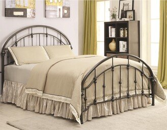 Metallic Twin Size Bed with Double Arched Headboard & Footboard, Dark Bronze