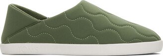 Green Quilted Cotton Ripstop Ezra Slippers