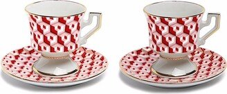 Abstract Porcelain Espresso Cups (Set Of Two)