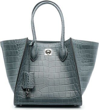 Logo-Stamp Crocodile-Effect Tote Bag