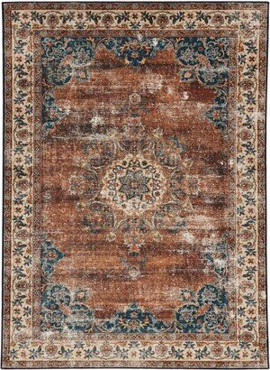 Washable Foster Rug Rust/Ivory