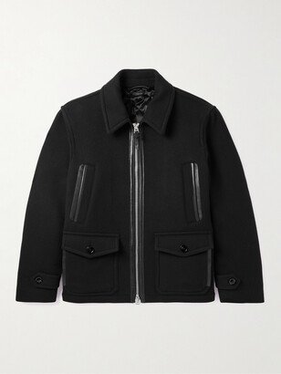 Leather-Trimmed Padded Double-Faced Wool-Blend Jacket