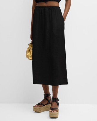 Lorette A-Line Linen Midi Skirt