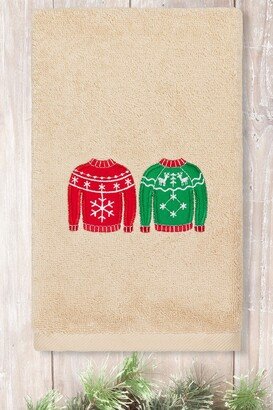 Christmas Sweaters Embroidered Luxury Turkish Cotton Hand Towel - Sand