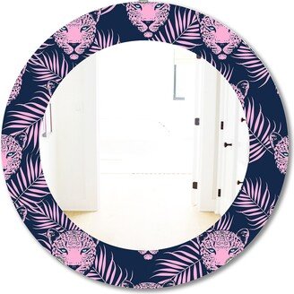 Designart 'Leopard 2' Printed Bohemian and Eclectic Oval or Round Wall Mirror - Pink