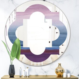 Designart 'Purple Rock Landscape III' Printed Modern Round or Oval Wall Mirror - Quatrefoil