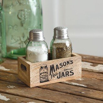 Mason's Jars Wooden Salt & Pepper Caddy - Box of 2 - 4½''W x 2½''D x 2''H