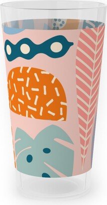 Outdoor Pint Glasses: Retro Tropical Pattern Outdoor Pint Glass, Multicolor