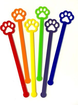 Animal Lover Paw Print Drink Stirrer | 16 Colors Available Tall & Short