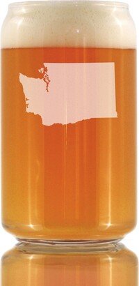 Washington State Outline Beer Can Pint Glass, Etched Gifts For Washingtonians - 16 Oz