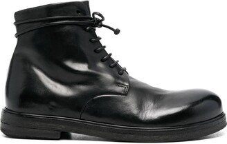 Polished-Leather Lace-Up Boots