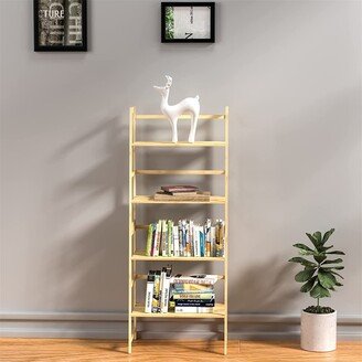 BESTCOSTY Bamboo Ladder Shelf, 4 Tier Bookshelf for Bedroom & Living Room