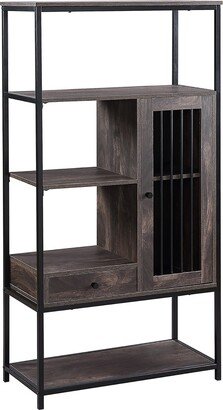 hommetree Freestanding Multifunctional 5-Tier Bookshelf with Door and Drawer