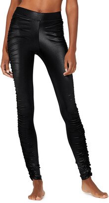 High-Waist Cinched Legging Shine in Black, Size: 2XS |