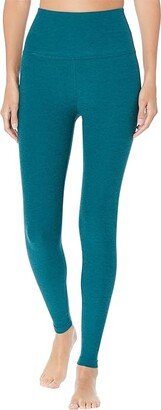 Spacedye High Waisted Midi Leggings (Deep Sea Heather) Women's Casual Pants