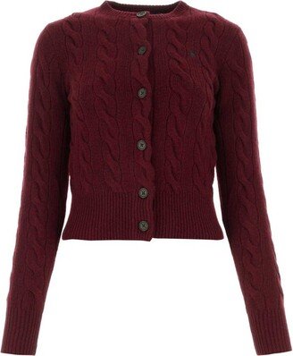 Cable-Knit Buttoned Cardigan-AA