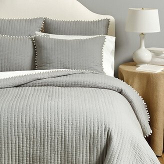 Audree Pom Pom Quilt - Gray Twin