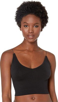 Ribbed V-Neck Brami (Black) Women's Clothing