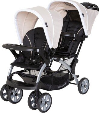 Sit N' Stand Easy Fold Travel Toddler & Baby Double Stroller, Khaki - 25.57