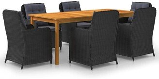 7 Piece Patio Dining Set Black