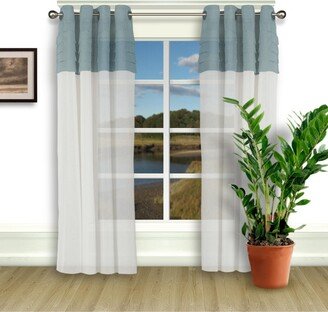 Geneva Pleated 2-Tone Grommet Curtain Panel 52W x 63L - Blue/white