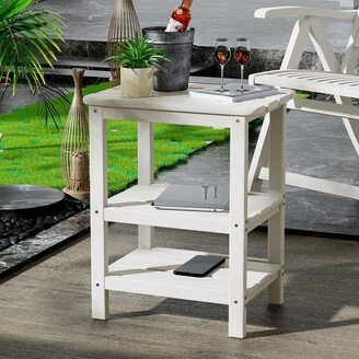 Hausfame Rectangular Outdoor Side Table for for Patio, Garden Pool, Backyard