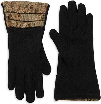 Pleated Cuff Wool Blend Gloves